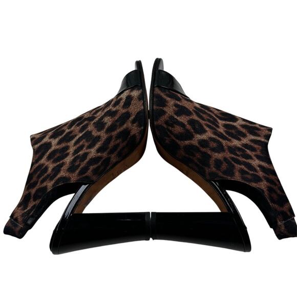 Donald J Pliner Mink Leopard & Black Patent Leather Peep Toe Slingback Heels 7 - Picture 6 of 10